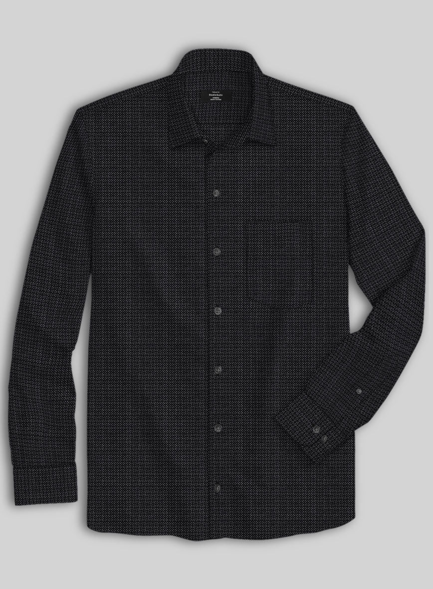 Italian Stretch Black Matrix Shirt - StudioSuits