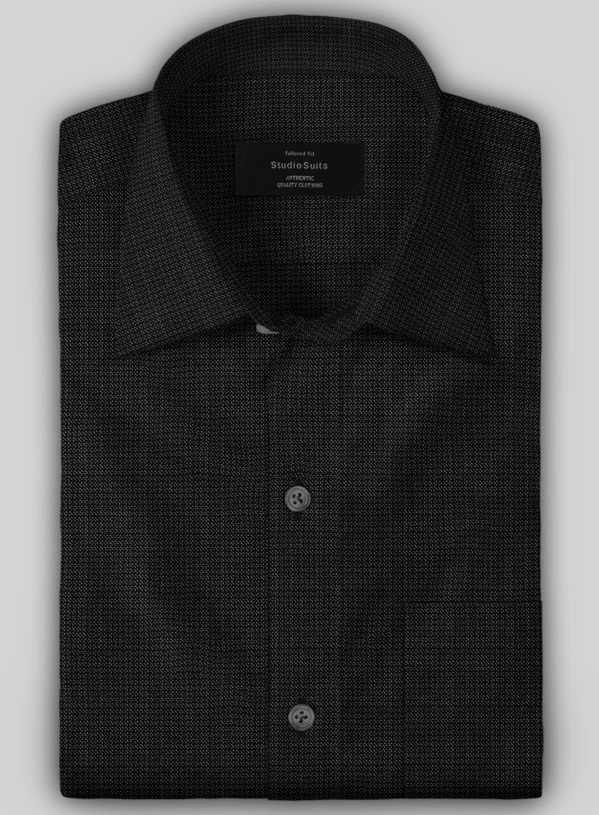 Italian Stretch Black Matrix Shirt - StudioSuits