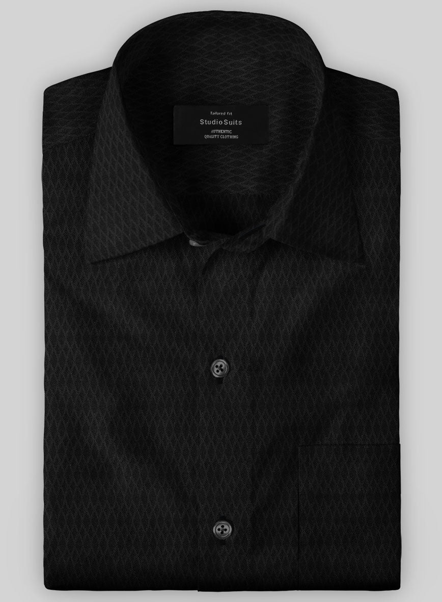 Italian Stretch Black Crisscross Shirt - StudioSuits