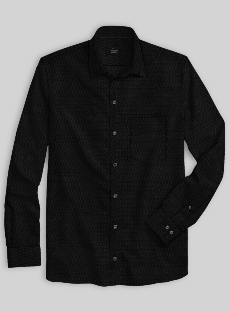 Italian Stretch Black Crisscross Shirt - StudioSuits