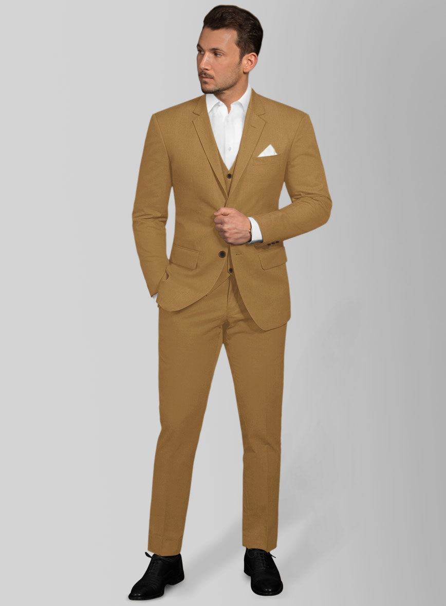 Italian Tan Cotton Stretch Suit - StudioSuits