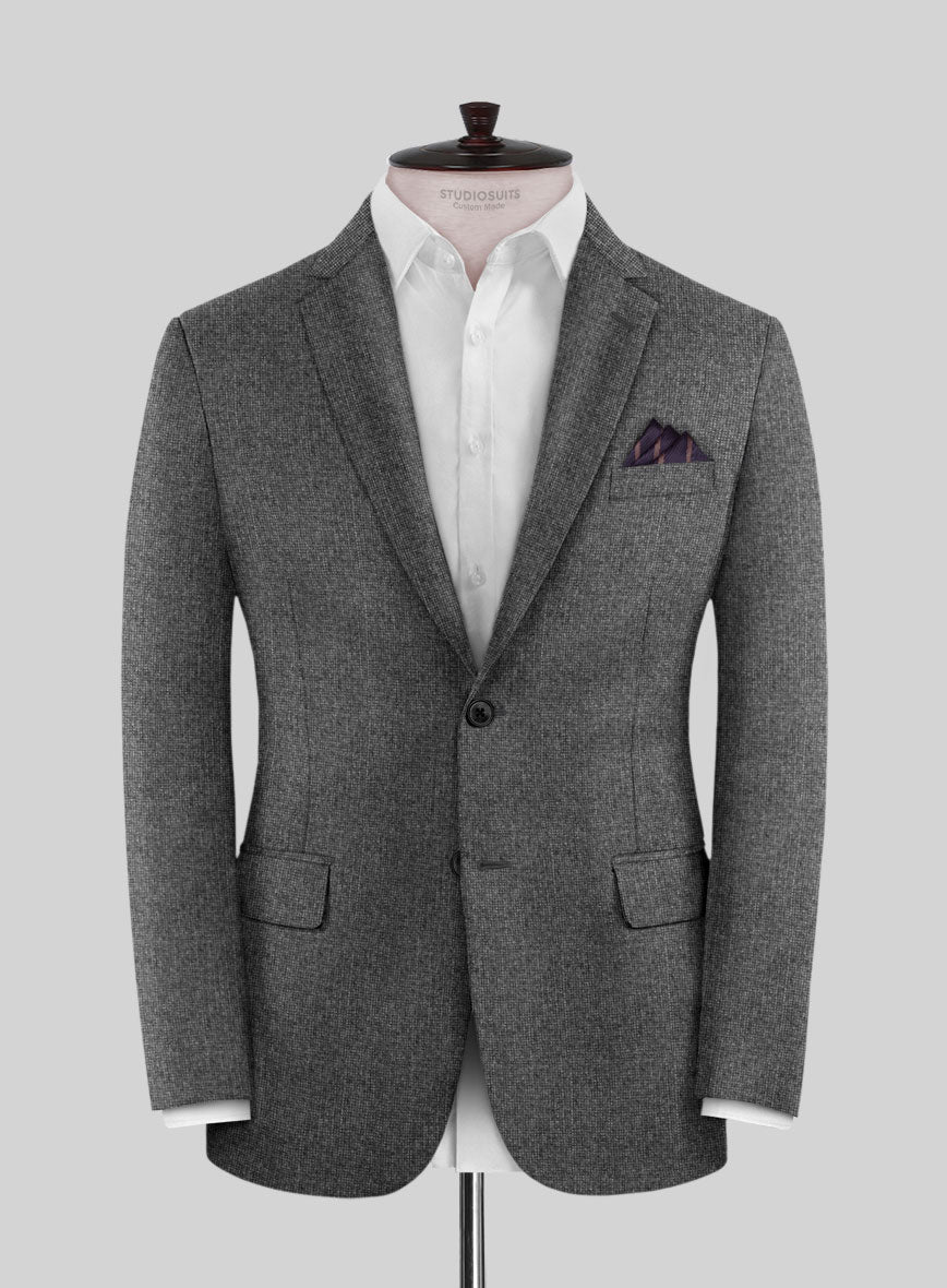 Italian Tavi Gray Nailhead Flannel Jacket - StudioSuits