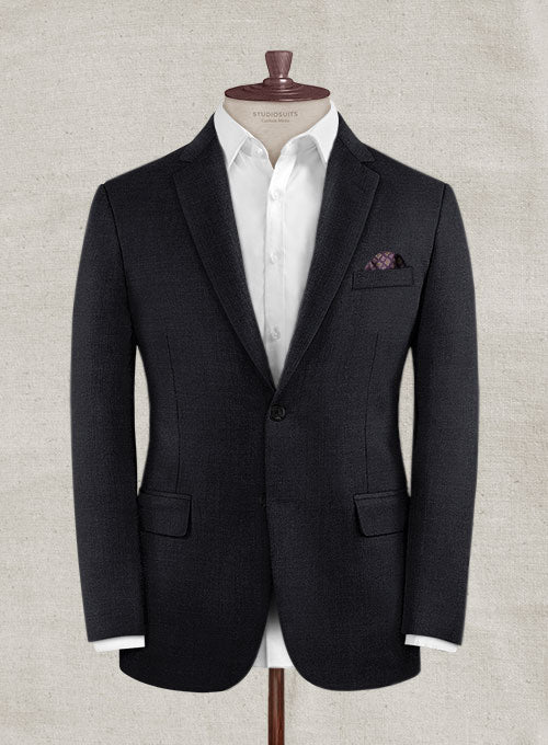 Italian Tela Black Wool Linen Jacket - StudioSuits