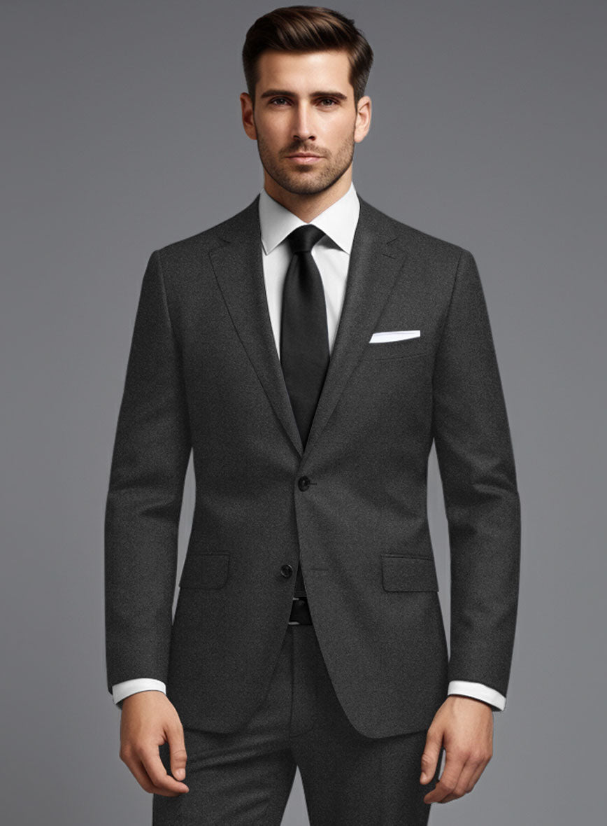 Italian Turna Dark Gray Flannel Jacket - StudioSuits