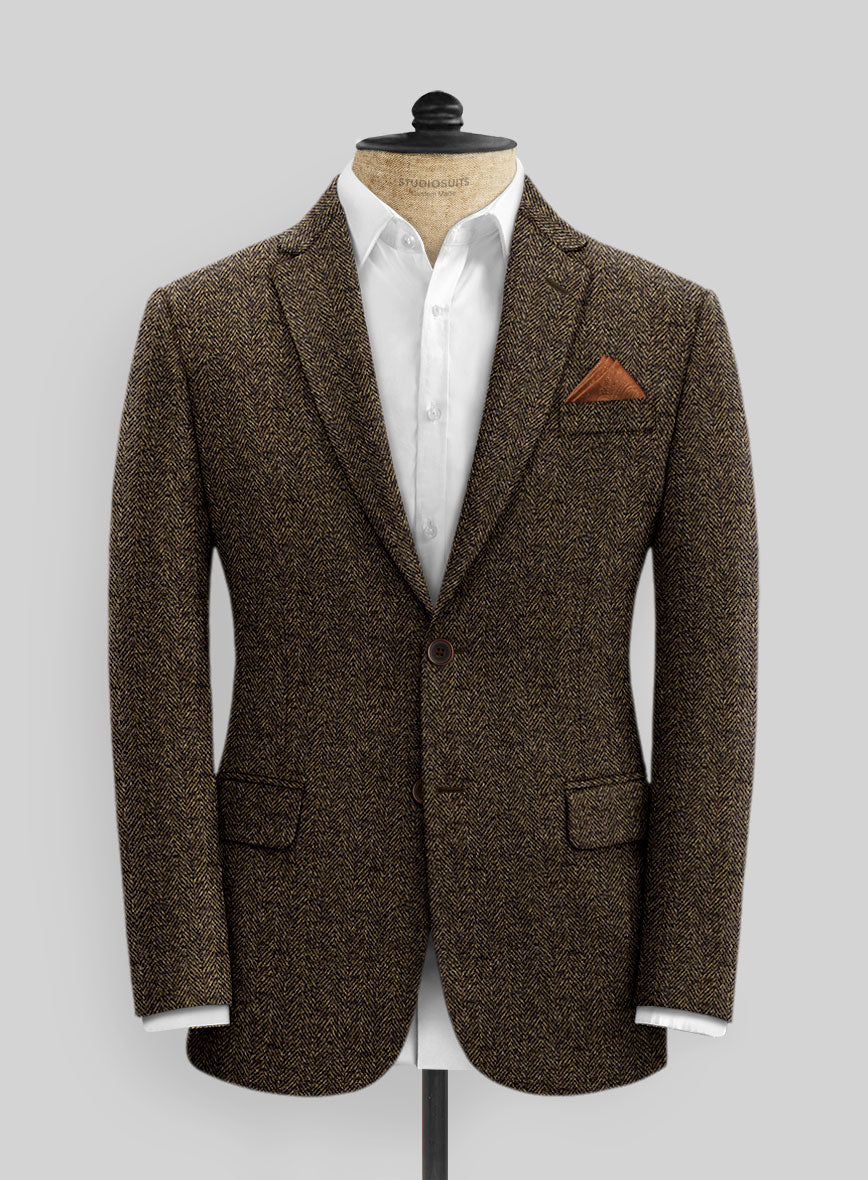 Italian Tweed Herringbone Timoteo Jacket - StudioSuits