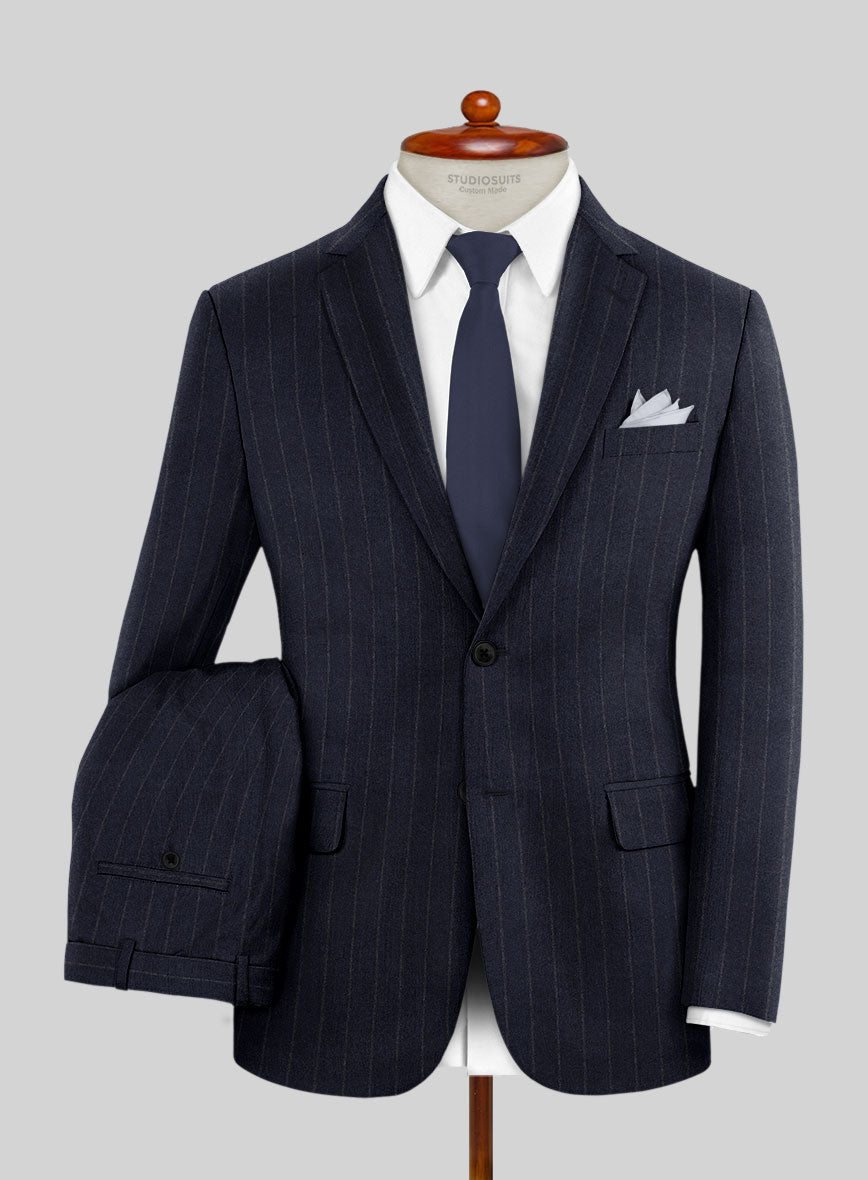 Italian Uben Blue Chalkstripe Flannel Suit - StudioSuits