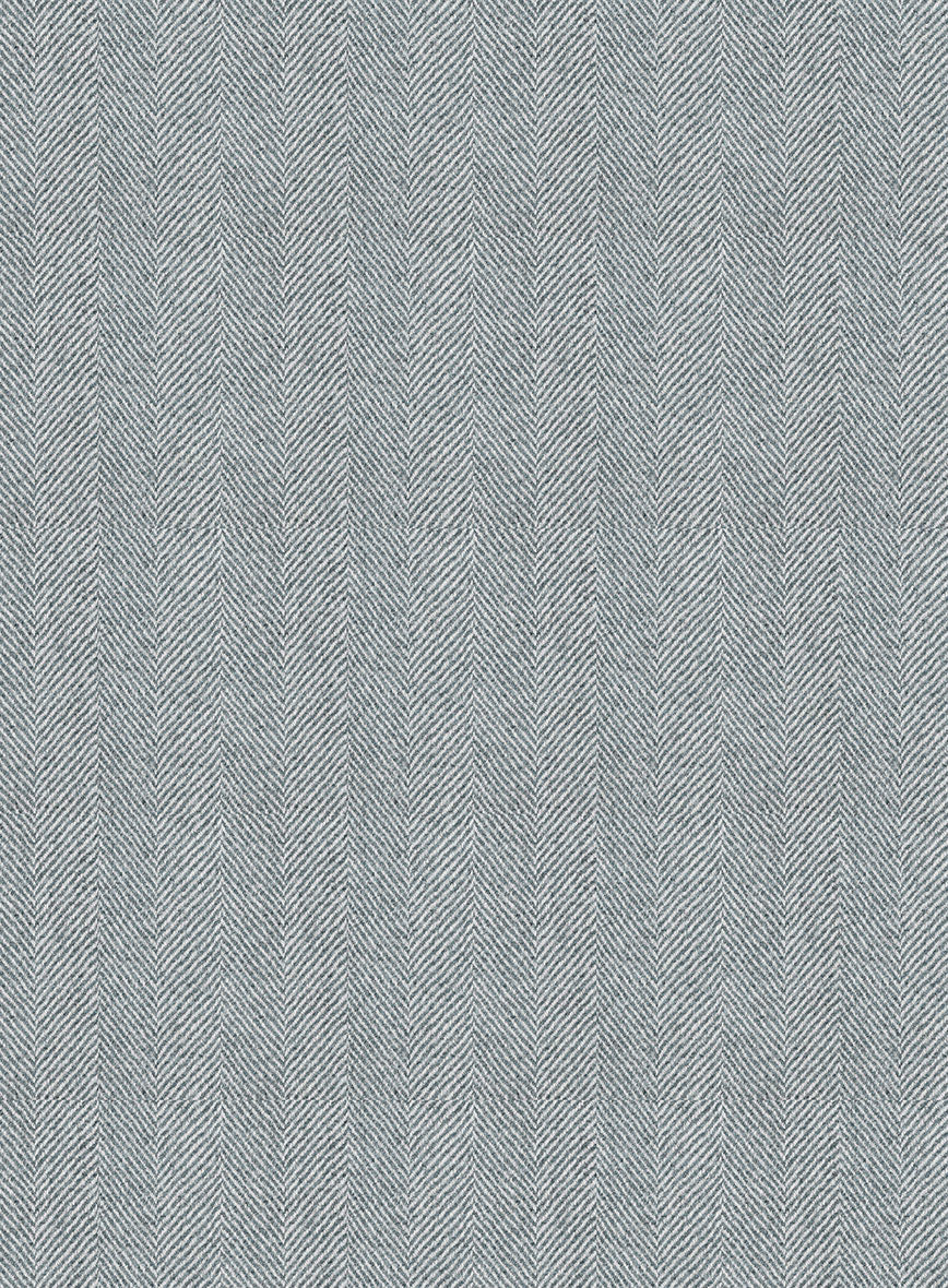 Italian Wide Herringbone Light Blue Tweed Suit