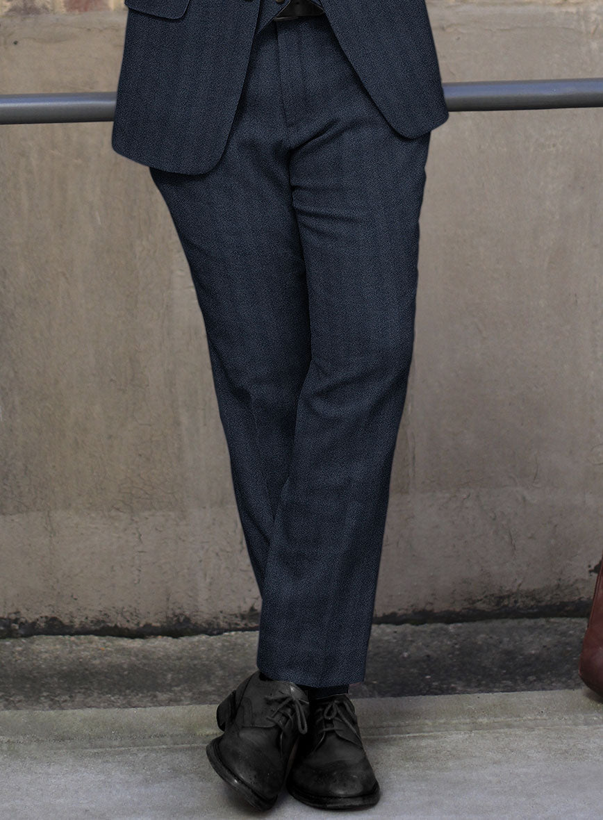 Italian Wide Herringbone Blue Tweed Suit – StudioSuits