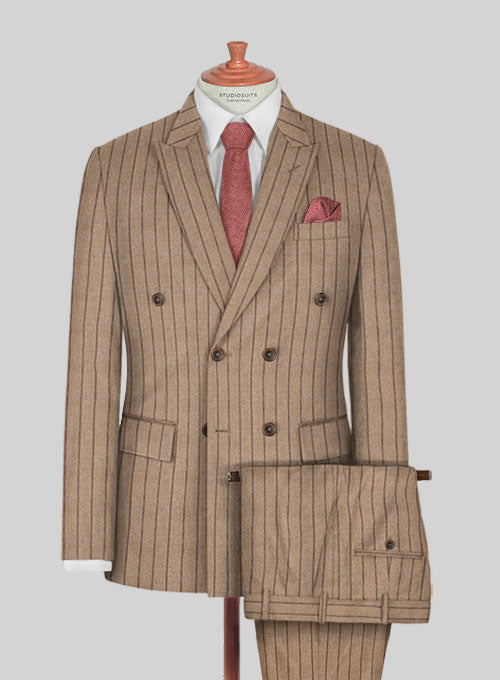 Italian Wool Cashmere Brown Stripe Suit - StudioSuits