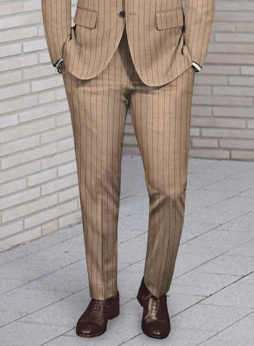 Italian Wool Cashmere Brown Stripe Suit - StudioSuits