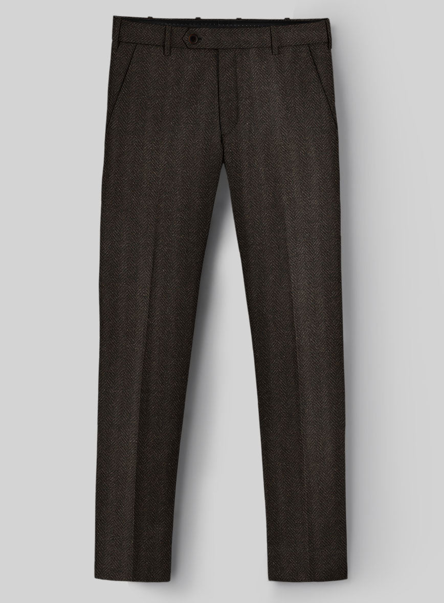 Italian Wool Herringbone Sortez Pants - StudioSuits