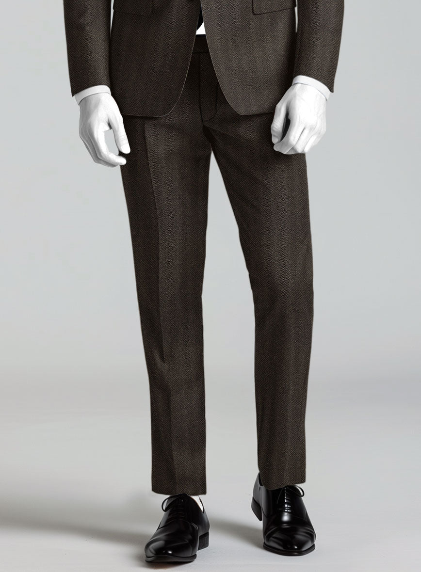 Italian Wool Herringbone Sortez Pants - StudioSuits