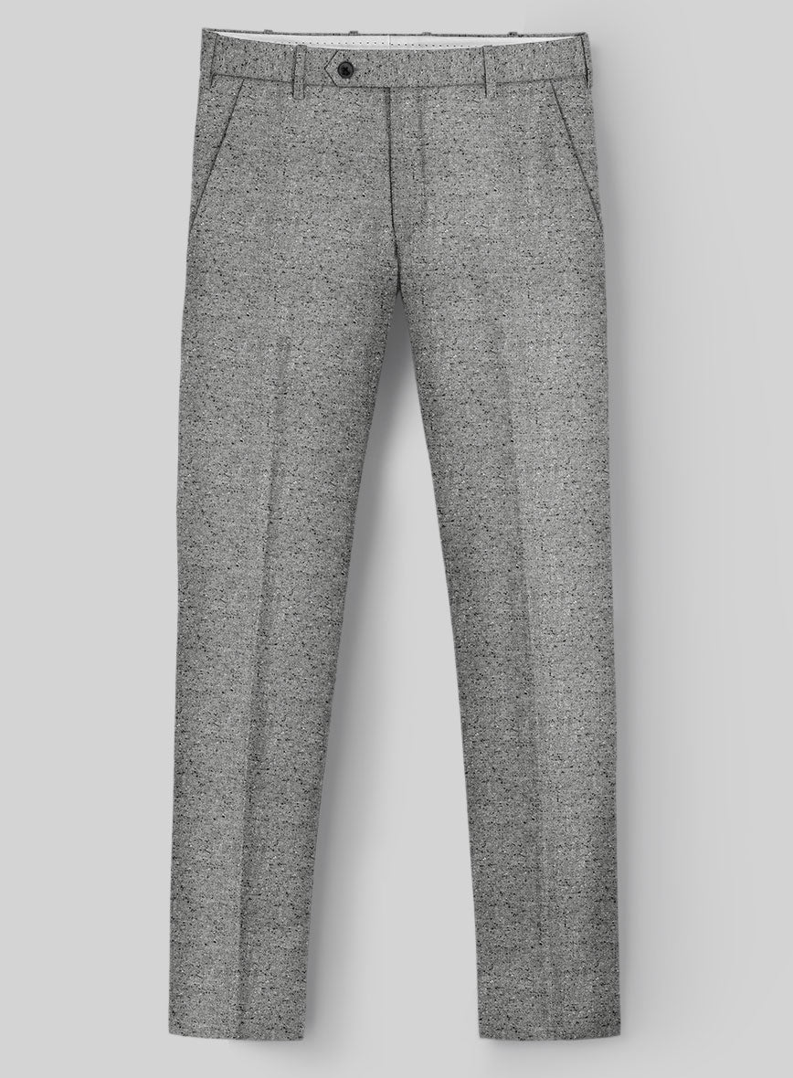 Italian Donegal Light Gray Wool Pants - StudioSuits