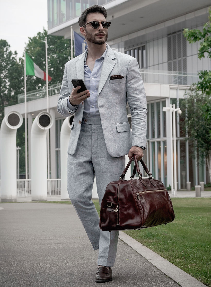 Italian Zod Light Gray Linen Suit - StudioSuits