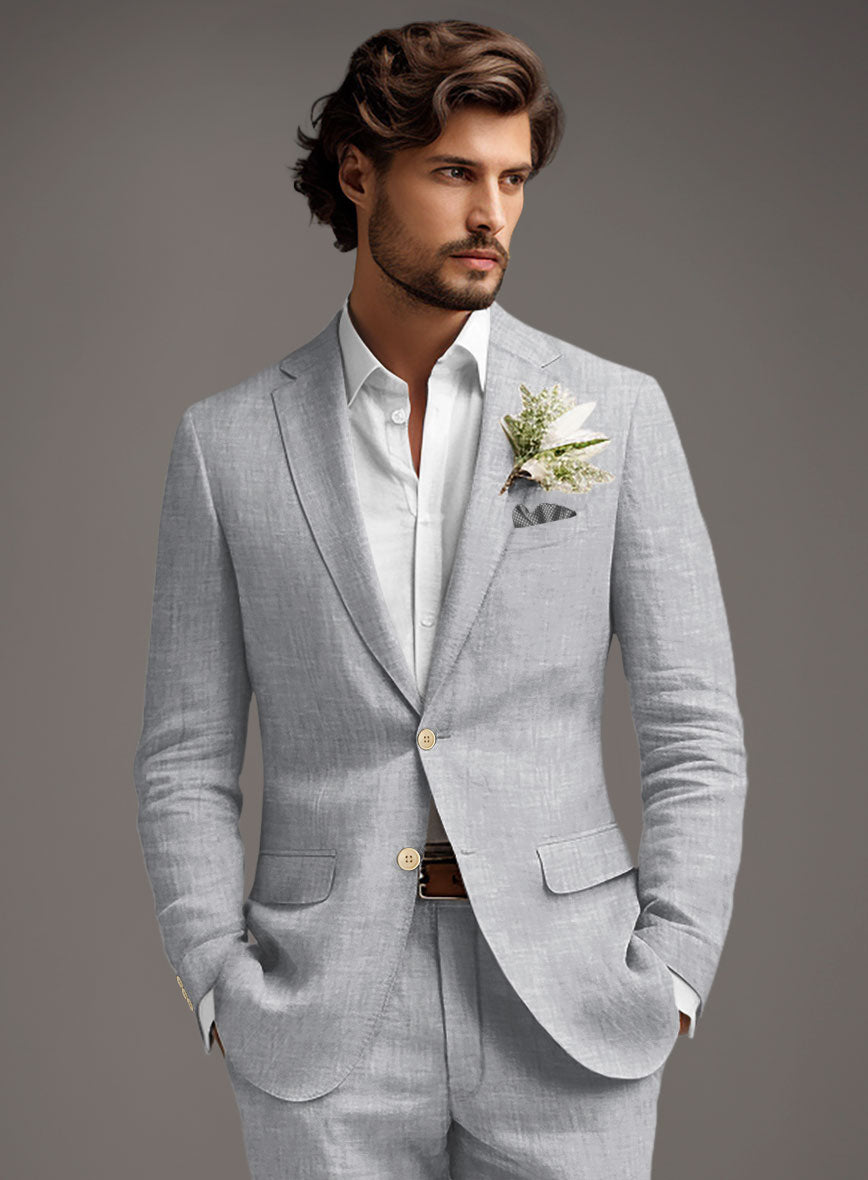 Italian Zod Light Gray Linen Jacket - StudioSuits