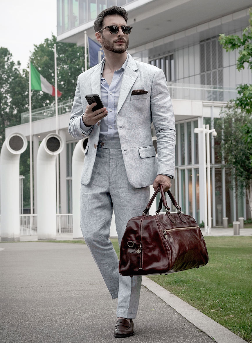 Italian Zod Light Gray Linen Suit – StudioSuits