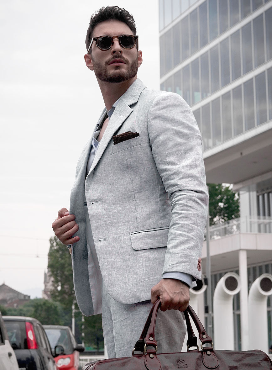 Italian Zod Light Gray Linen Suit – StudioSuits