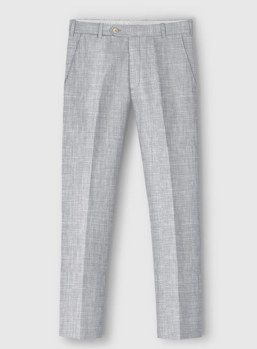 Italian Zod Light Gray Linen Pants - StudioSuits