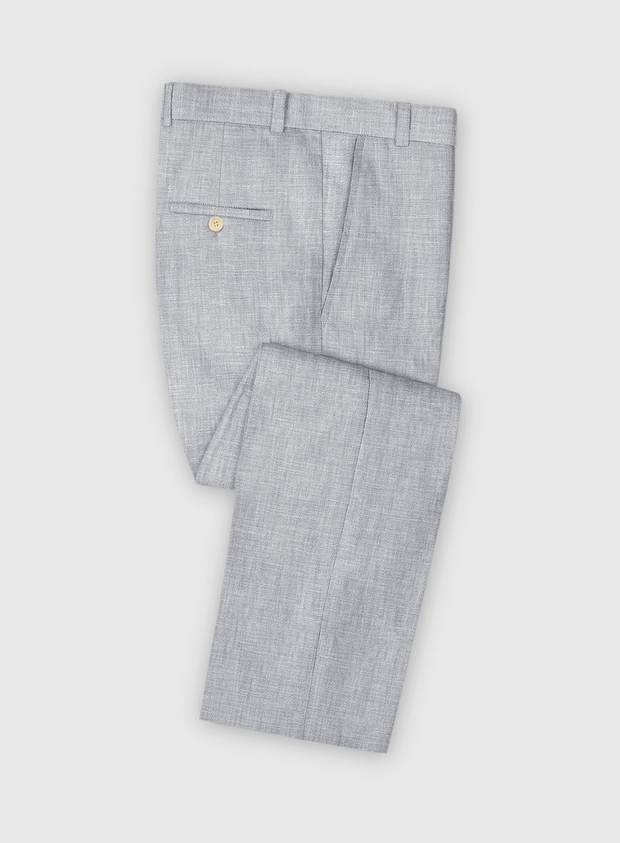 Italian Zod Light Gray Linen Pants - StudioSuits