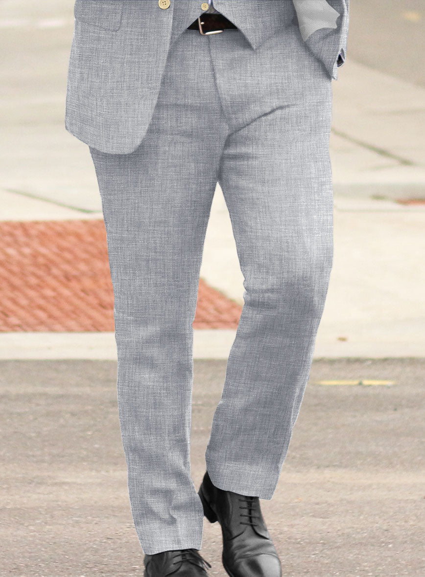 Italian Zod Light Gray Linen Pants - StudioSuits