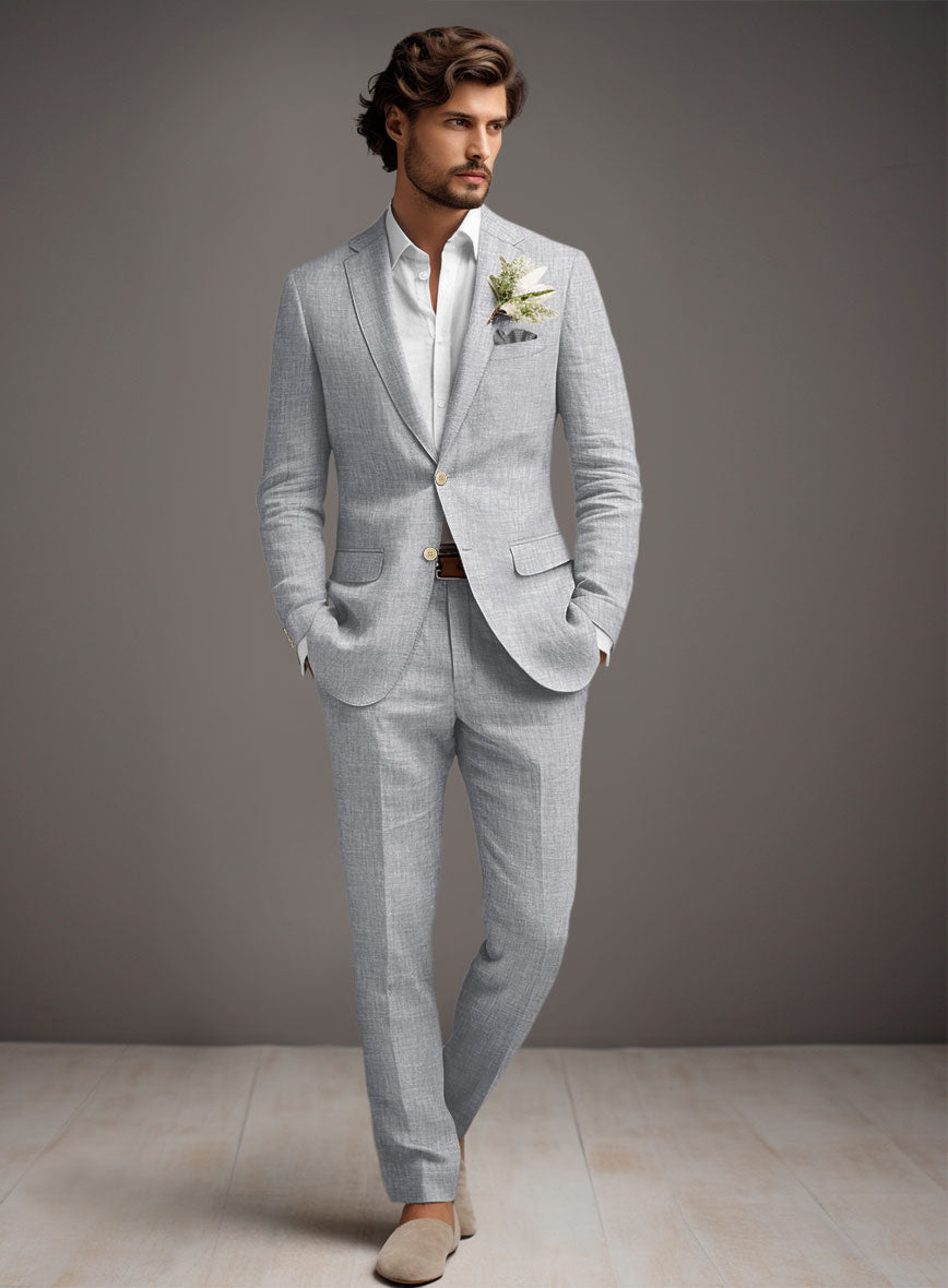 Italian Zod Light Gray Linen Suit StudioSuits