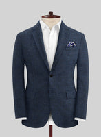 Italian Prato Blue Chambray Linen Jacket - StudioSuits