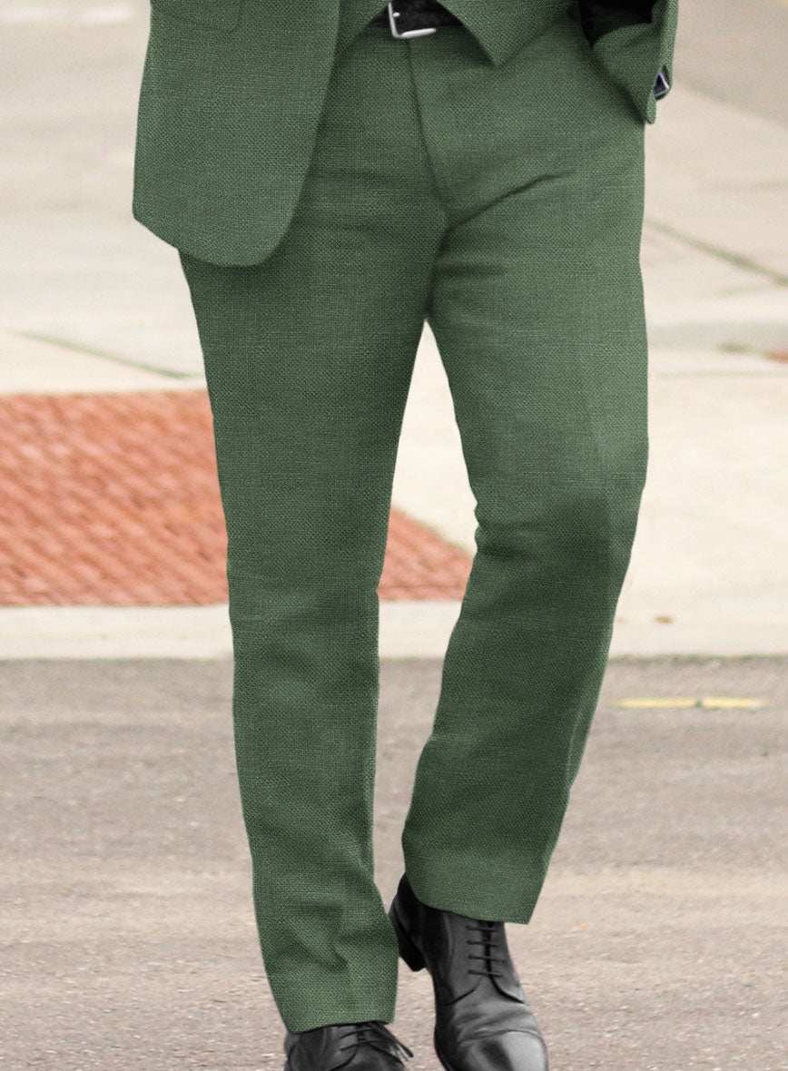 Italian Prato Green Dobby Linen Suit