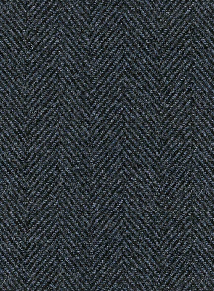 Italian Highlander Blue Herringbone Tweed Overcoat - StudioSuits