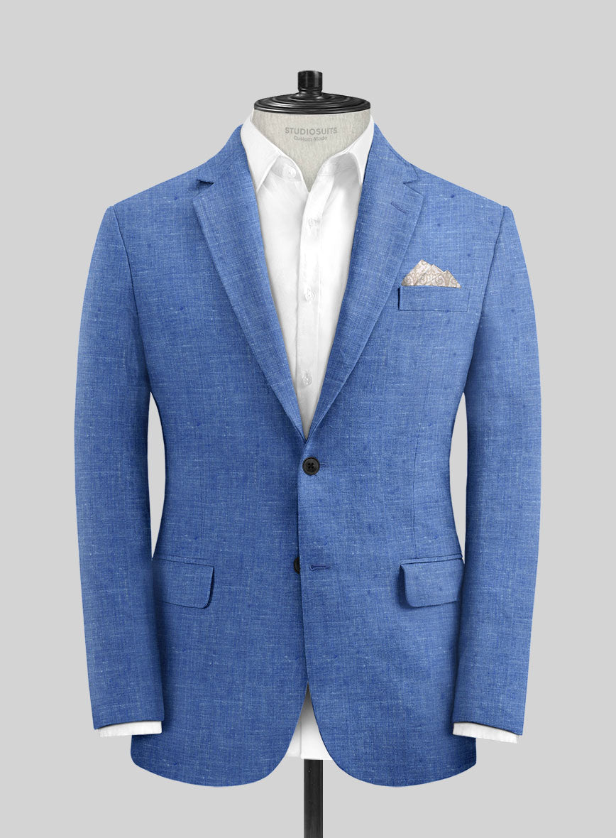 Italian Linen Smoked Blue Jacket - StudioSuits