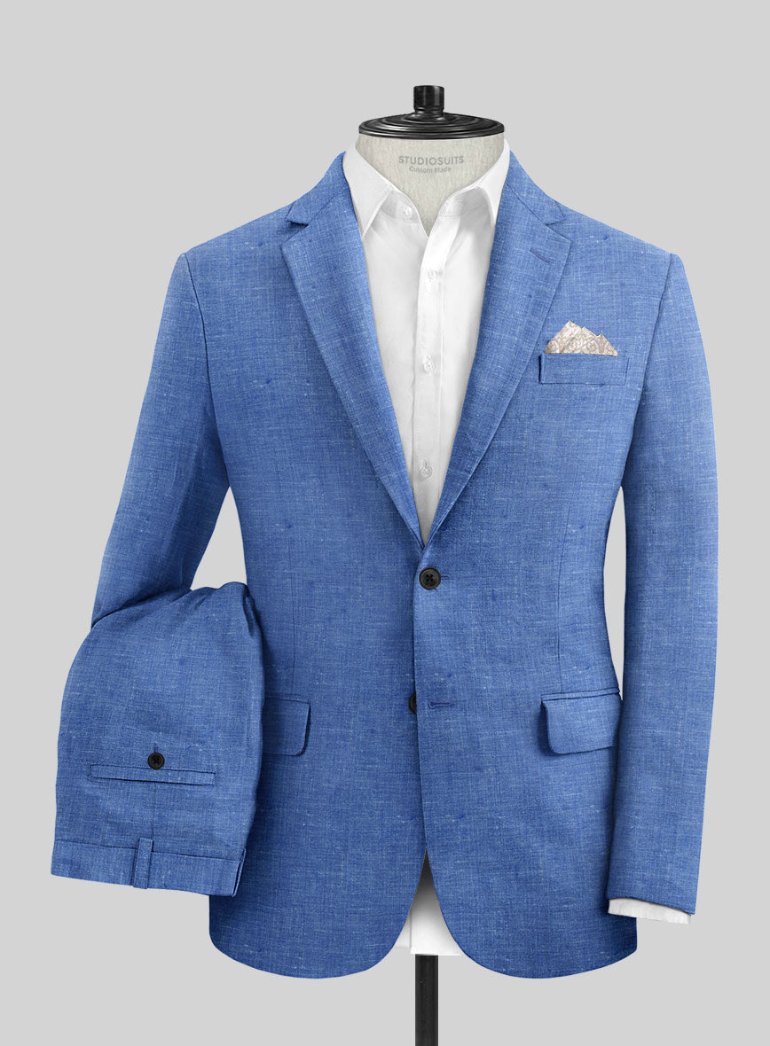 Italian Linen Smoked Blue Suit - StudioSuits