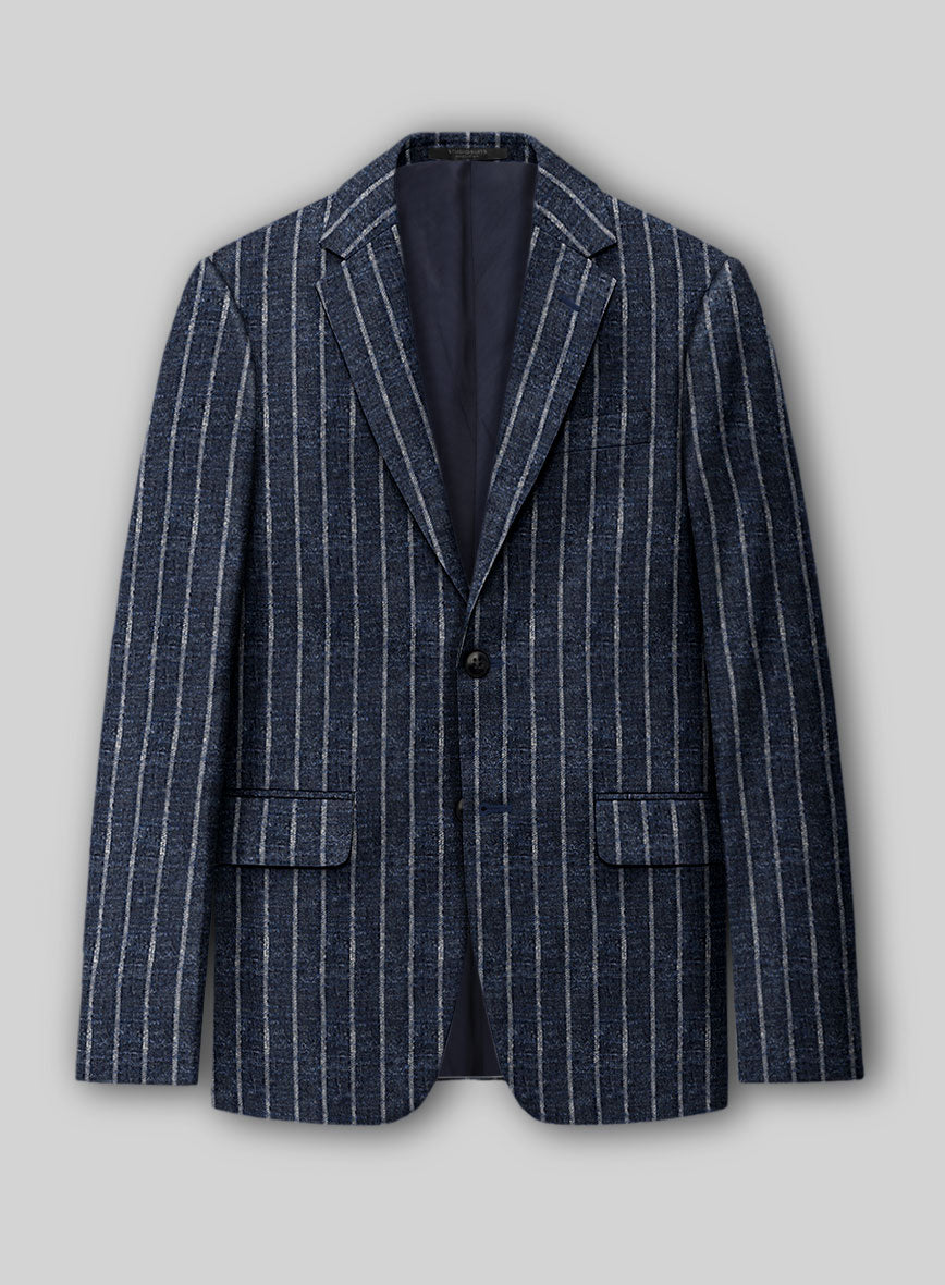 Italian Volis Stripe Linen Wool Silk Jacket - StudioSuits