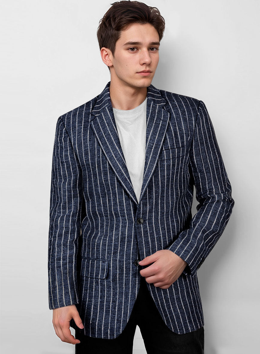 Maestro Volis Stripe Linen Wool Silk Jacket - StudioSuits