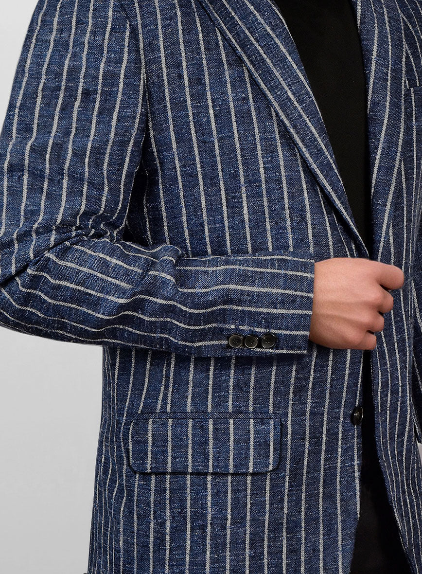 Maestro Volis Stripe Linen Wool Silk Jacket - StudioSuits