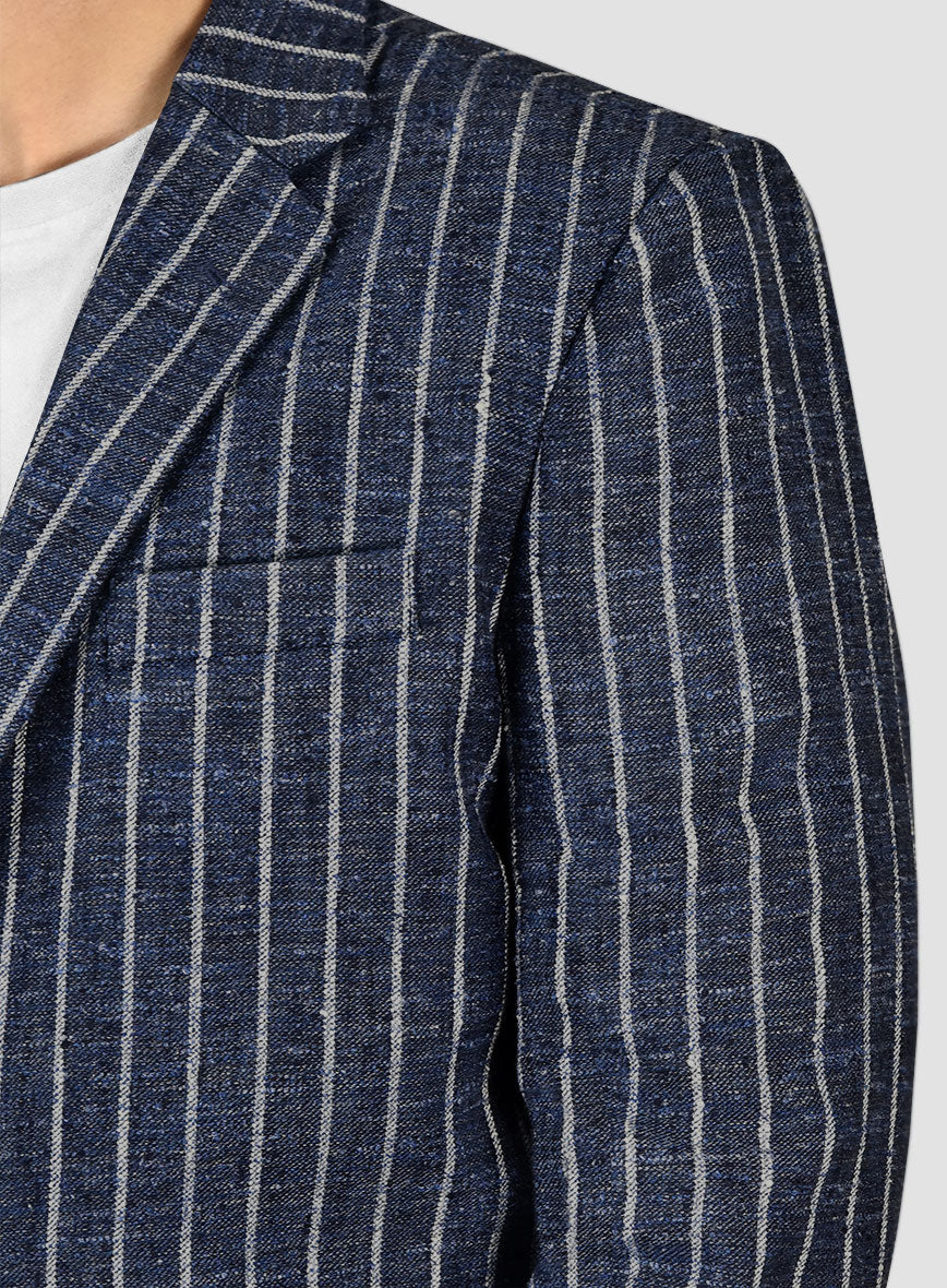 Maestro Volis Stripe Linen Wool Silk Jacket - StudioSuits