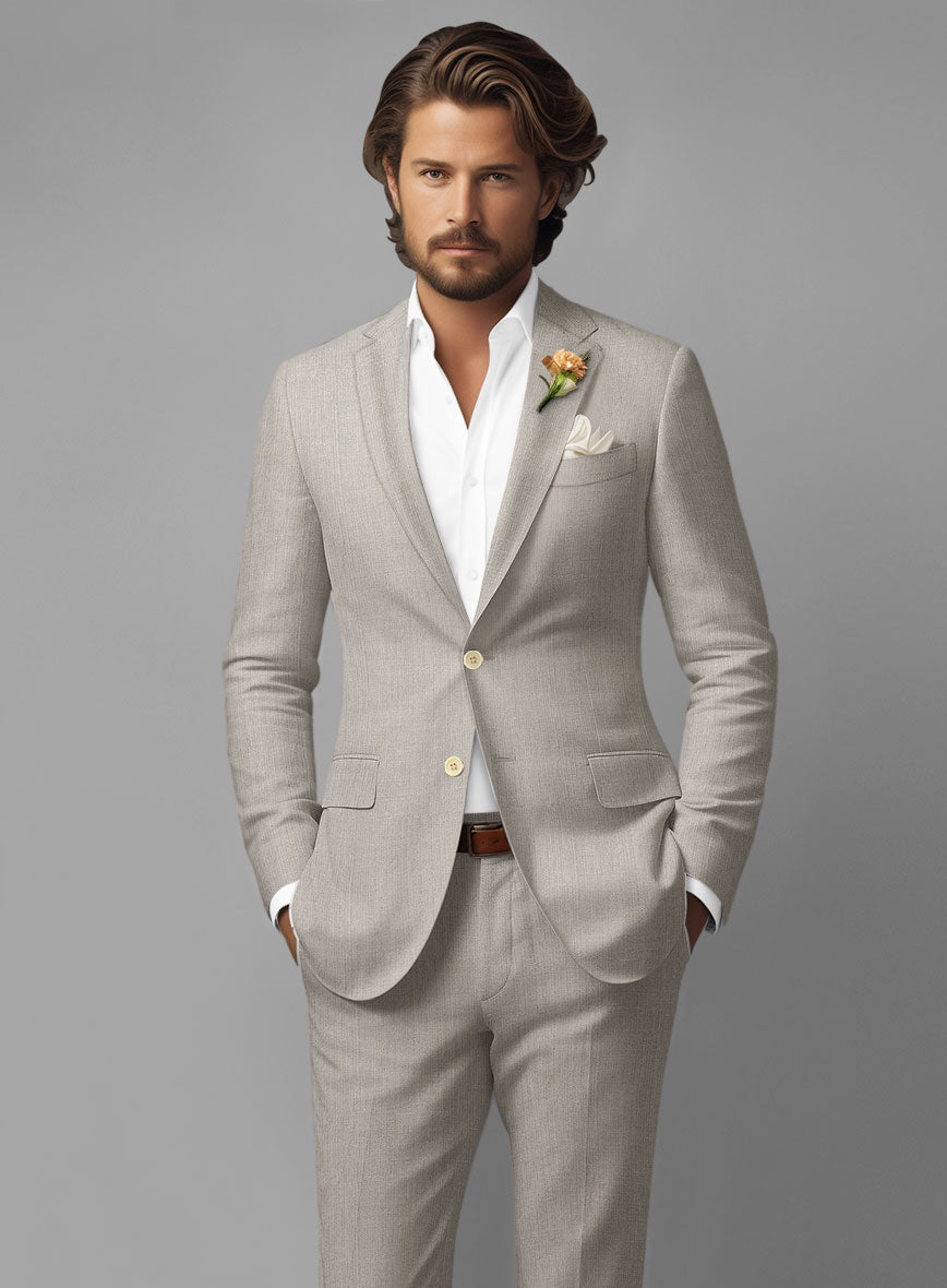 Ivy Beige Pure Linen Suit – StudioSuits