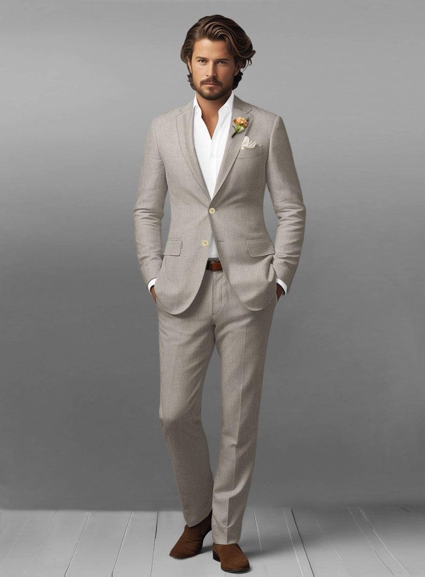 Ivy Beige Pure Linen Suit – StudioSuits