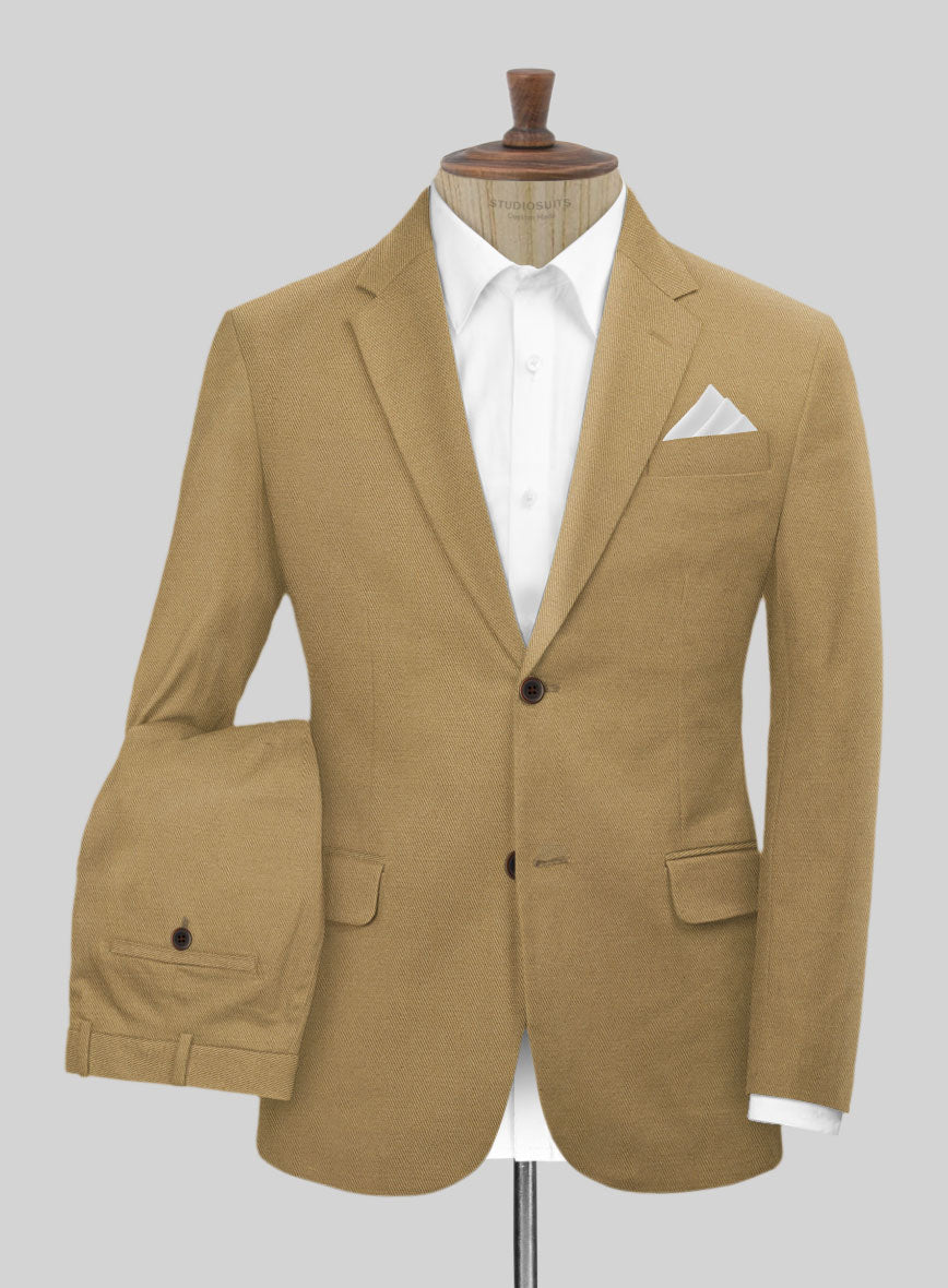 Khaki Feather Cotton Canvas Stretch Suit - StudioSuits