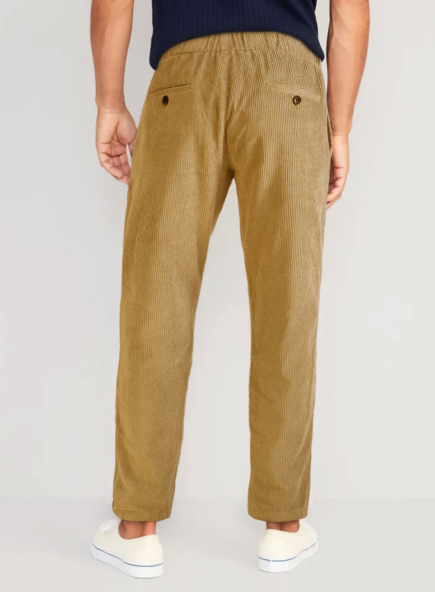 Khaki Stretch Pin Corduroy Easy Pants - StudioSuits