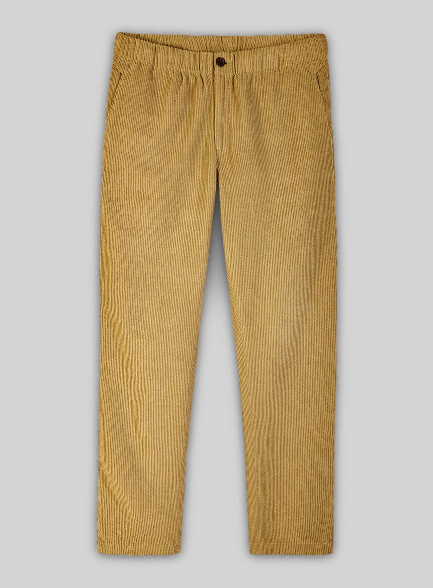 Khaki Stretch Pin Corduroy Easy Pants - StudioSuits