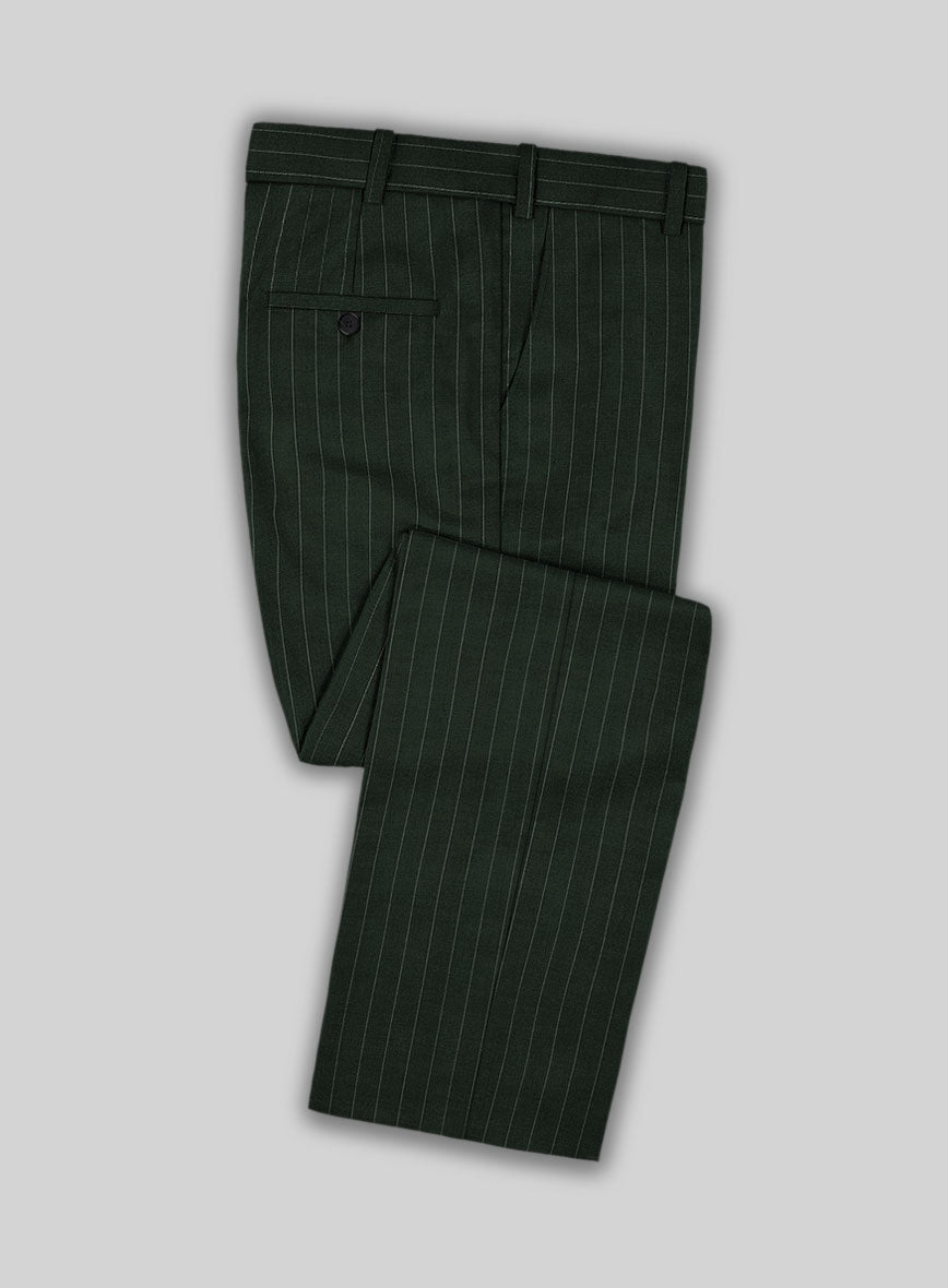 Kingsman Double Breasted Green Stripe Wool Suit - StudioSuits