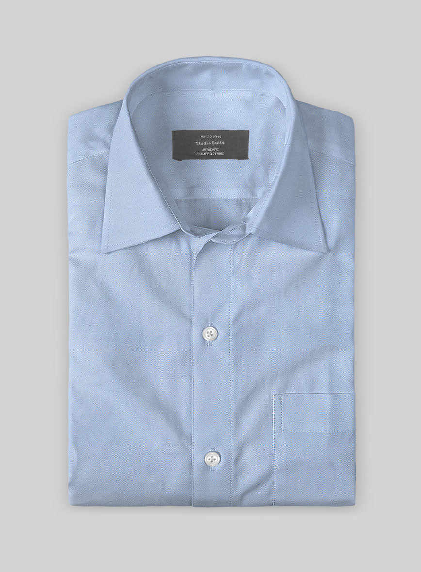 Lake Blue Twill Cotton Shirt - StudioSuits