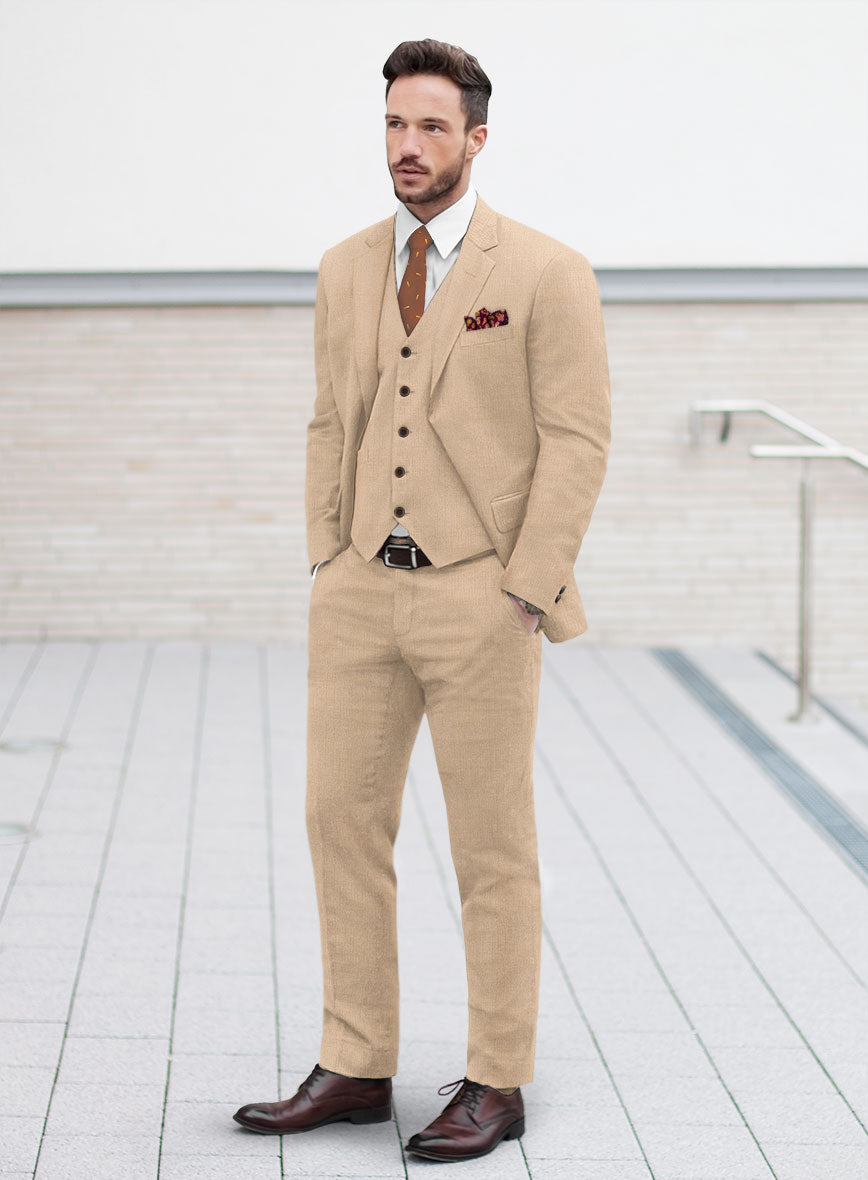 Lanificio Zegna Trofeo Mocha Beige Wool Suit - StudioSuits