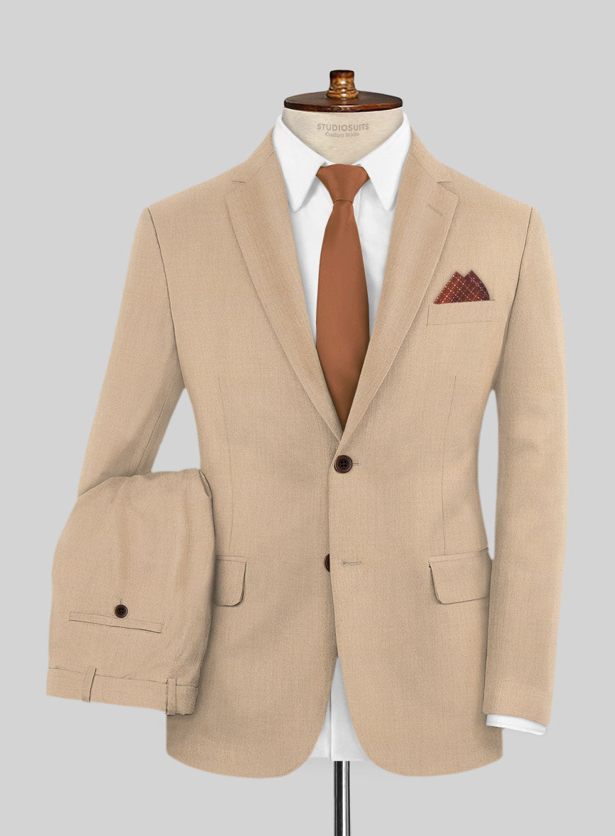 Lanificio Zegna Trofeo Mocha Beige Wool Suit - StudioSuits