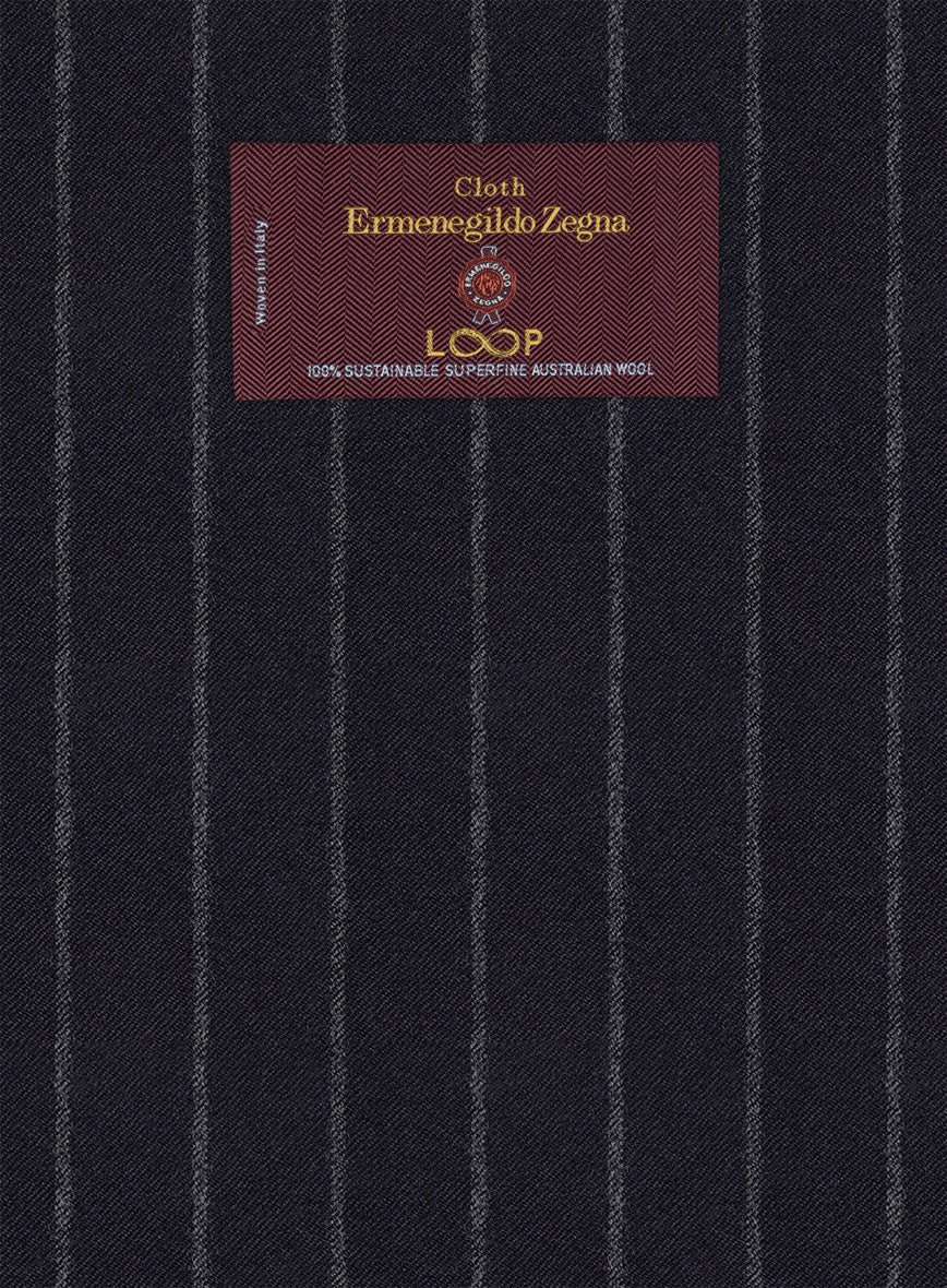 Lanificio Zegna Loop Adana Blue Stripe Wool Pants - StudioSuits