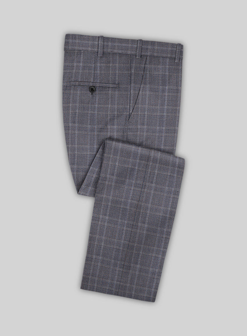 Lanificio Zegna Traveller Valen Blue Checks Wool Pants - StudioSuits