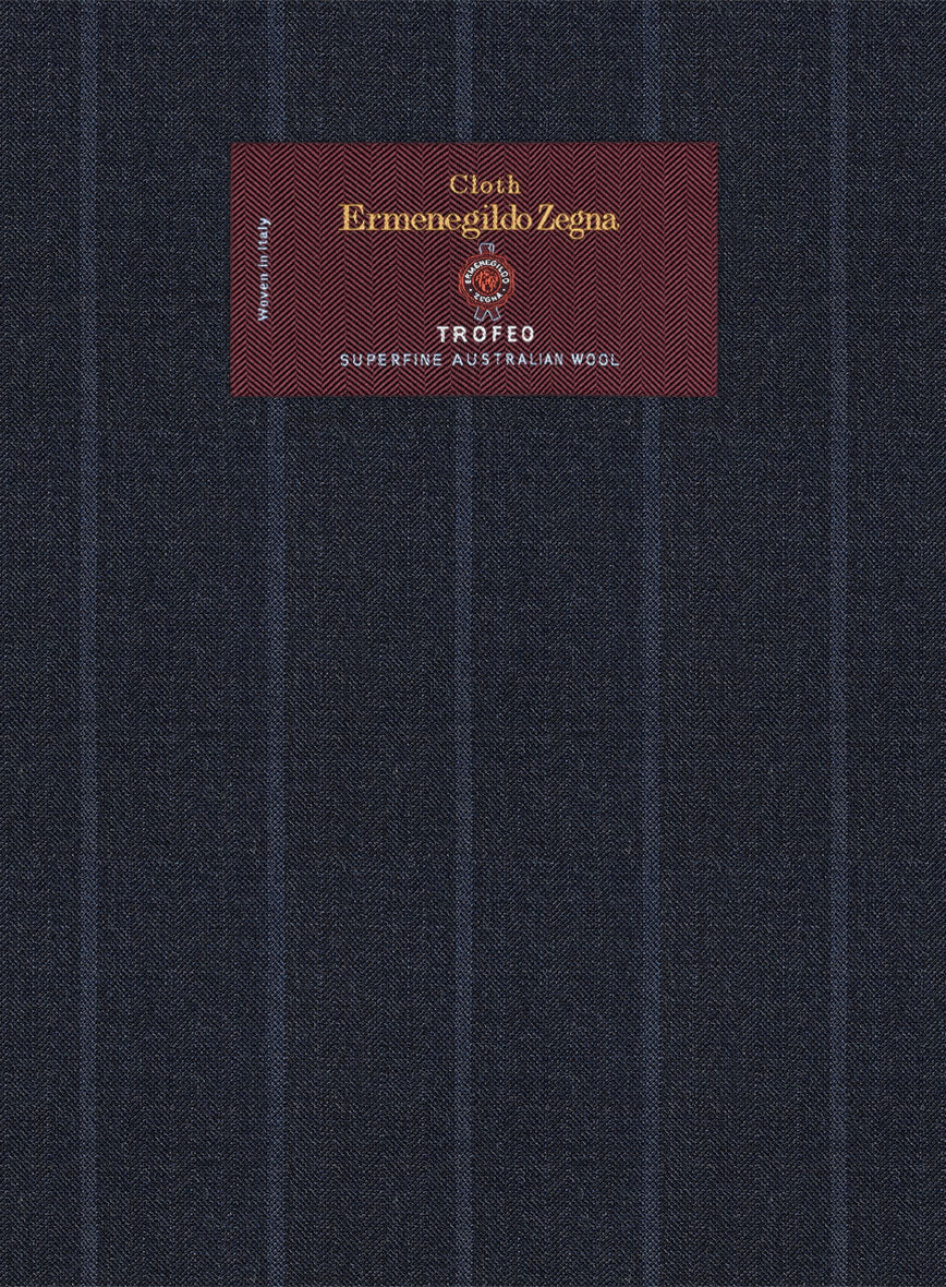 Lanificio Zegna Trofeo Alado Blue Stripe Wool Jacket - StudioSuits