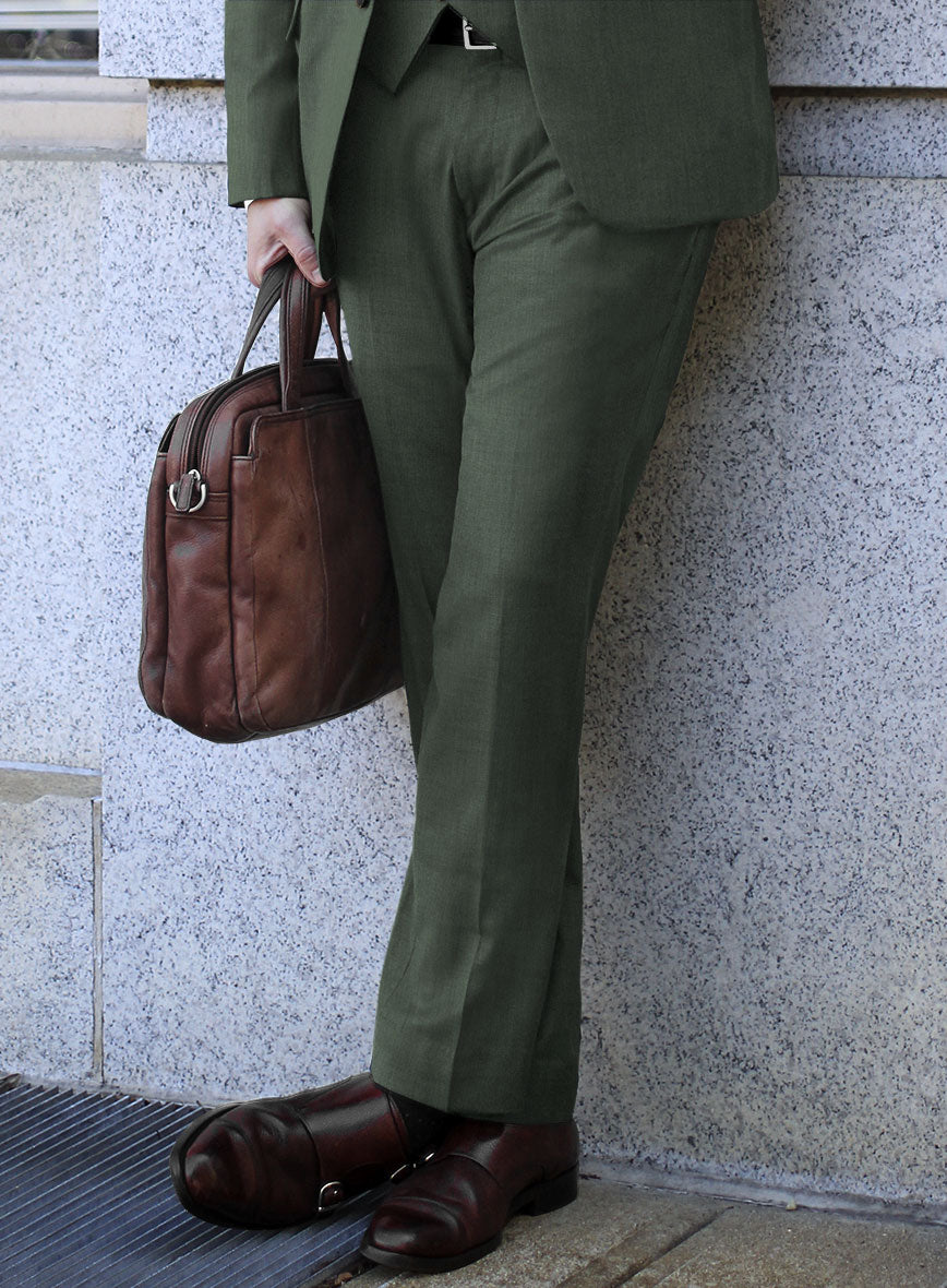 Lanificio Zegna Trofeo Dark Green Wool Pants - StudioSuits