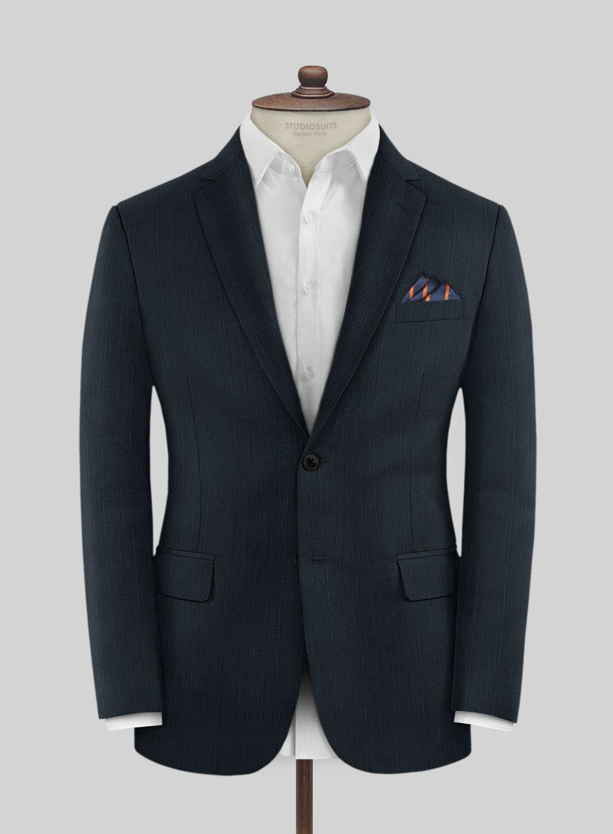 Lanificio Zegna Trofeo Dexi Dark Blue Stripe Wool Jacket - StudioSuits