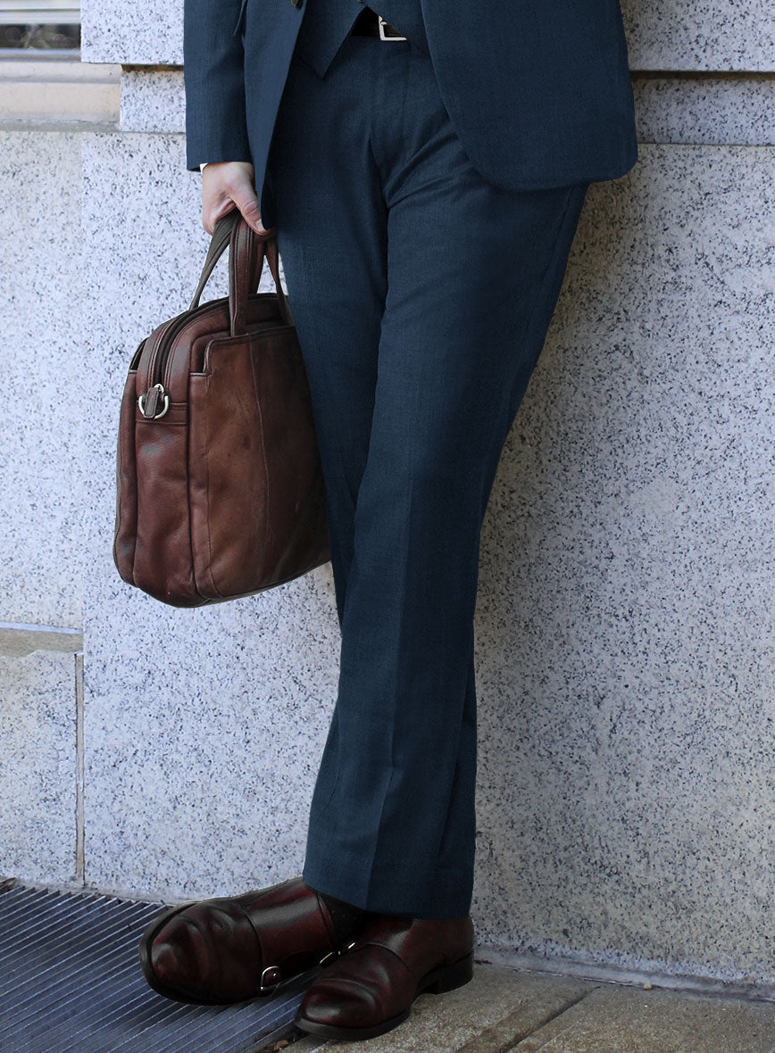 Lanificio Zegna Trofeo Flat Blue Wool Suit - StudioSuits