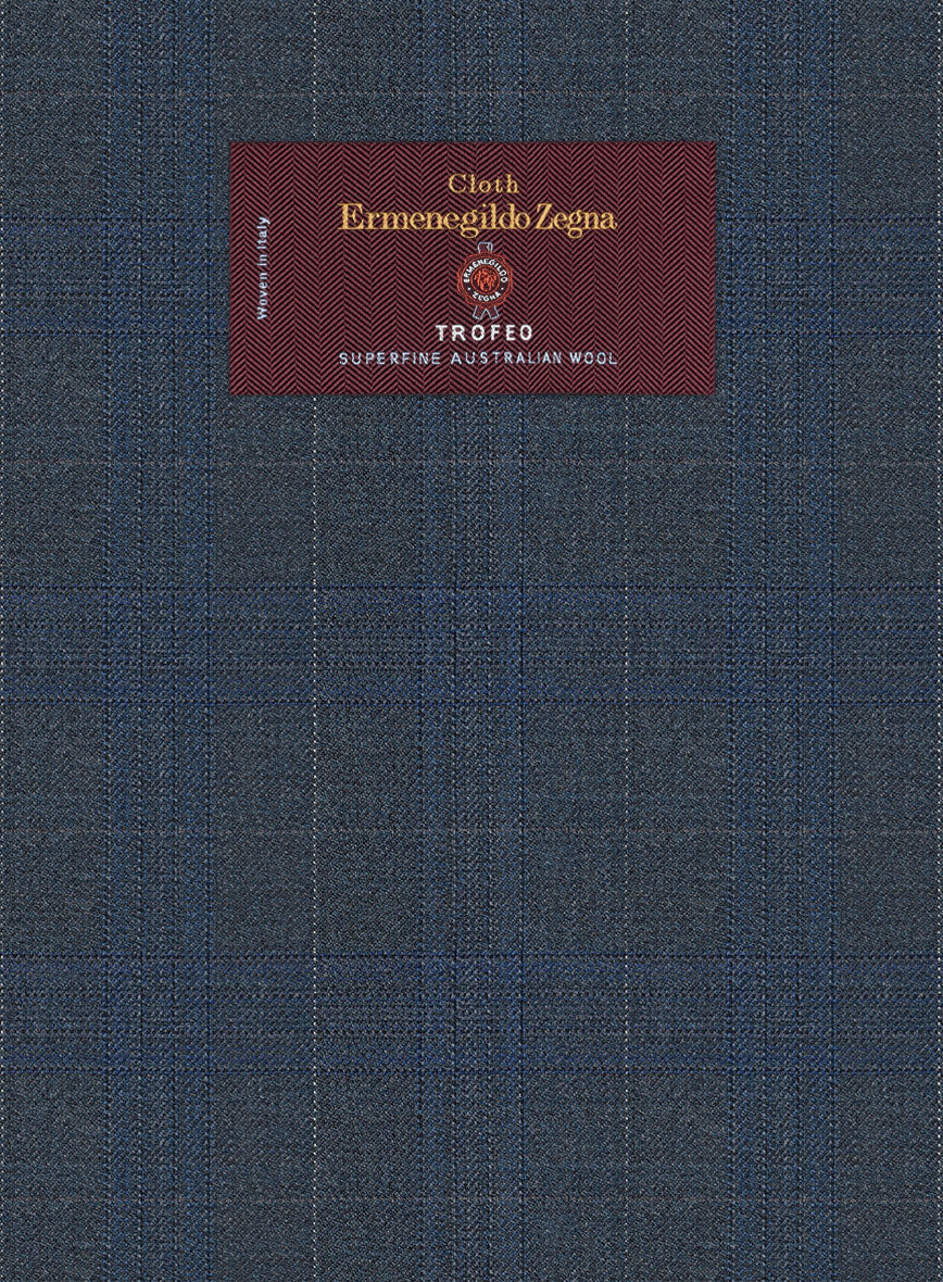 Lanificio Zegna Trofeo Malno Regal Blue Checks Wool Pants - StudioSuits